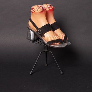 1970s Black Suede Silver Heels Shoes Sandals